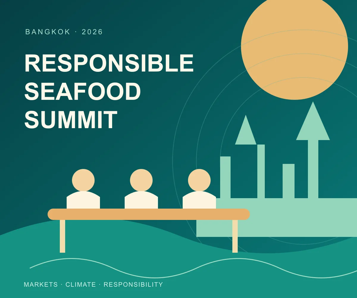 Editorial illustration of the Responsible Seafood Summit 2026 in Bangkok