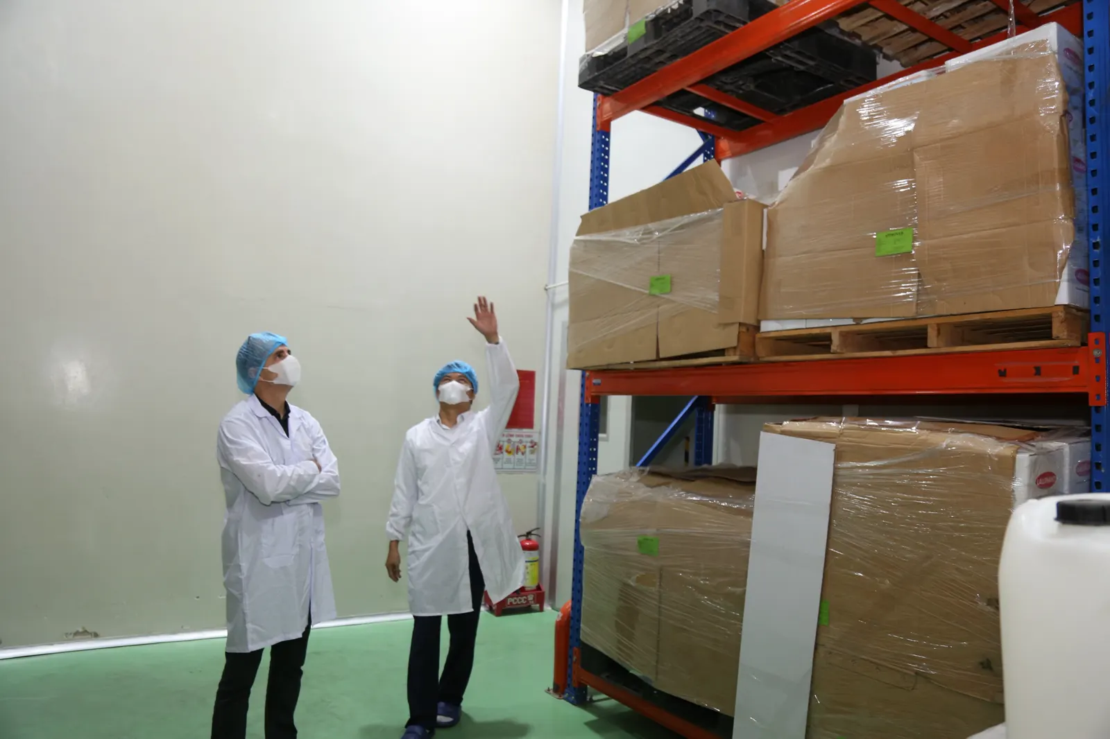 Raw-material warehouse — only inspected stock goes to production