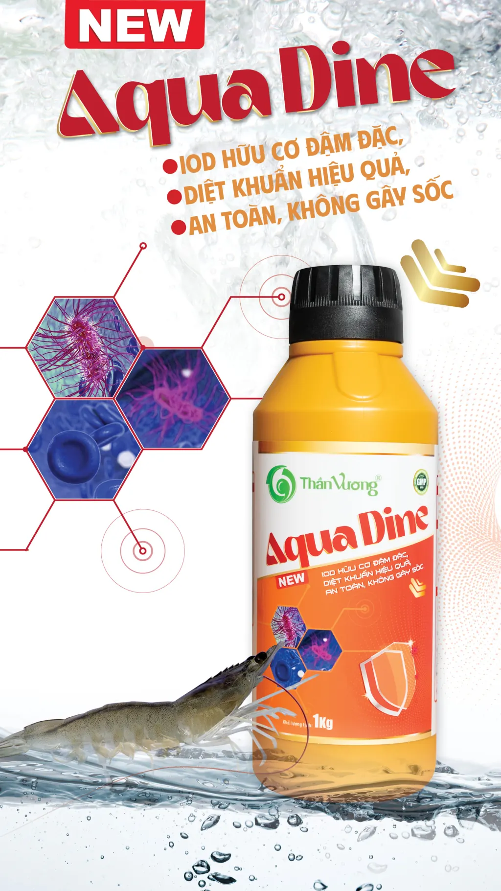 Aqua Dine New — IOD hữu cơ diệt khuẩn an toàn cho ao tôm